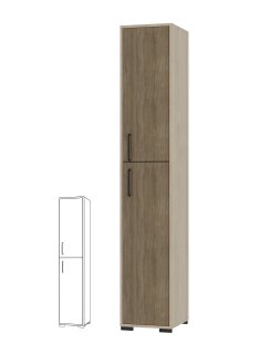 Пенал 2-х дверний для одягу з 2-ма гачками в кожній секції, 379х405х2025 мм, АНШАР ГРУП (6611)